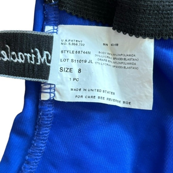 Miraclesuit Blue Camilla Shapewear One Piece Swimsuit Ruched Ruffle Front Size 8 - Picture 7 of 16